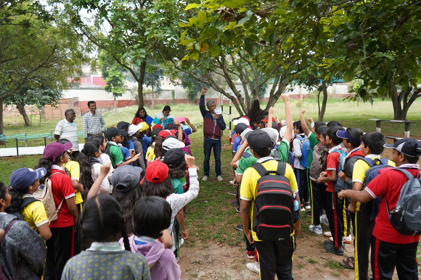 School students on a Mysuru ADDA outdoor program day